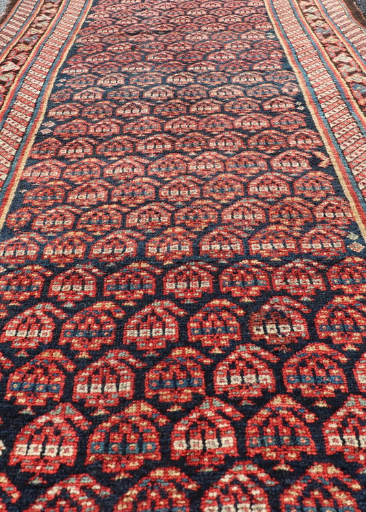 Antique Persian Kurdish Gallery Rug with All - Over Sub - Geometric Design Antique Kurdish Gallery Rug, Keivan Woven Arts / rug R20 - 0810, country of origin / type: Persian / Kurdish, circa Early - 20th Century. Measures: 4'2 x 10'2. - Keivan Woven ArtsR20 - 0810 - 13186Rug