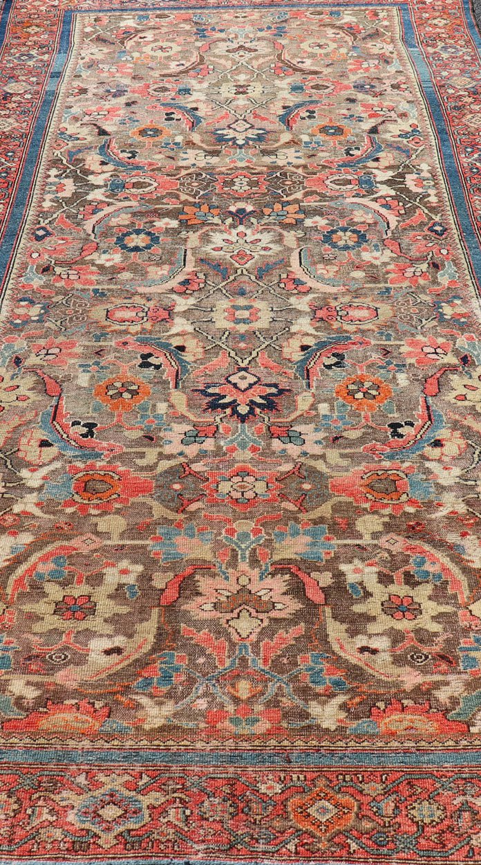Colorful Antique Fine Persian Malayer Gallery Rug with All - Over Design Colorful Persian antique Malayer Persian rug with light brown, camel, blue, salmon, green and red with all - over design. Rug/R20 - 0901 This antique Persian Malayer rugs ... - Keivan Woven ArtsR20 - 0901 - 13604