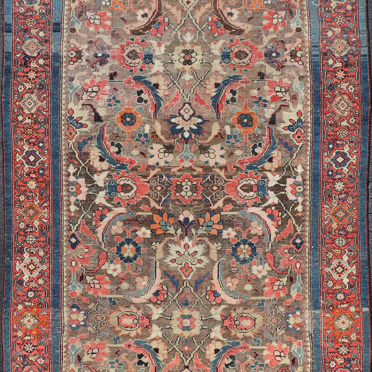 Colorful Antique Fine Persian Malayer Gallery Rug with All - Over Design Colorful Persian antique Malayer Persian rug with light brown, camel, blue, salmon, green and red with all - over design. Rug/R20 - 0901 This antique Persian Malayer rugs ... - Keivan Woven ArtsR20 - 0901 - 13604