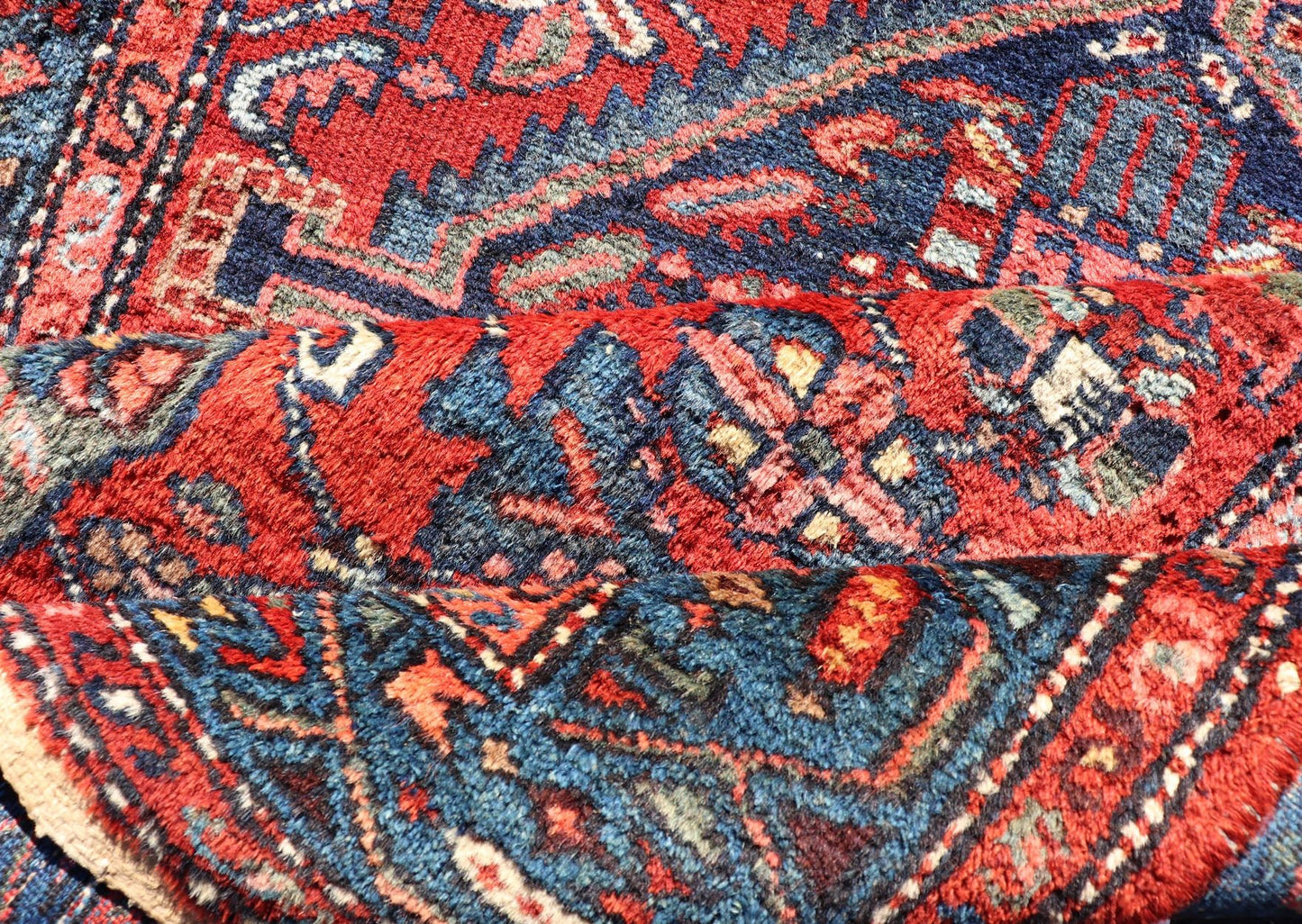 Antique Persian Hamadan Rug with Colorful Geometric Medallion Design Antique Persian Hamadan rug in rich colors with geometric design, Keivan Woven Arts / rug R20 - 1009, country of origin / type: Iran / Hamadan, circa 1920. This antique Pe... - Keivan Woven ArtsR20 - 1009 - 14118Rug
