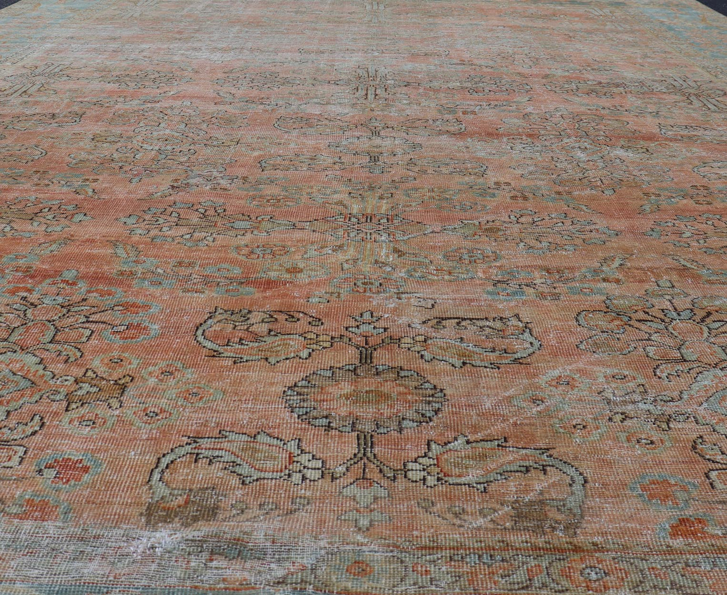 Antique Persian Muted Colored Sultanabad Mahal Rug with All Over Floral Design. Antique Mahal Sultanabad. Keivan Woven Arts; rug R20 - 1014, country of origin / type: Iran / Mahal, circa 1910. Measures: 9'2 x 11'11 This Antique Persian Sultanabad M... - Keivan Woven ArtsR20 - 1014 - 14132Rug