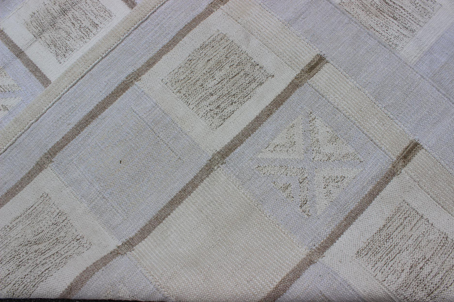 Large Modern Flatweave Scandinavian Geometric Design Rug in Neutral Tones This Scandinavian flat - weave patterned rug is inspired by the work of Swedish textile designers of the early to mid - 20th century. With a unique blend of historical and mod... - Keivan Woven ArtsRJK - 14893 - SHB - 003 - 02 - 7563Rug