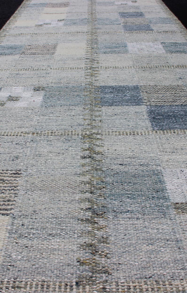Scandinavian Style Flat - Weave Design Rug with Checkerboard Design in Gray, Blue kwarugs Gray and blue Scandinavian flat - weave design rug with geometric design, rug rjk - 18838 - shb - 137 - 01, country of origin / type: India / Scandinavian flat - weave. ... - Keivan Woven ArtsRJK - 18838 - SHB - 137 - 01 - 11493Rug