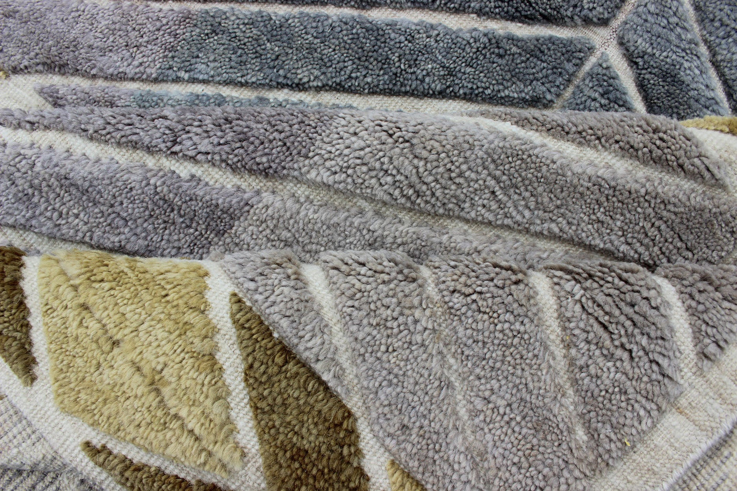 Modern Scandinavian/Swedish Design Rug by Keivan Woven Arts Measures: 9'2 x 11'10 Contemporary Scandinavian design piled rug in Light Purple/lavender, gray, green, gold, and cream, Keivan Woven Arts/ rug RJK - 23293, country of origin / type: In... - Keivan Woven ArtsRJK - 23293 - AHN - PILE - A - 2655 - 13140Rug