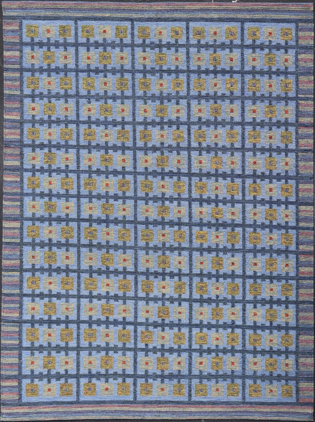 Keivan Woven Arts Large Modern Scandinavian/Swedish Geometric Design Rug. Keivan Woven Arts / rug RJK - 24231 - SHB - 009 - 13, country of origin / type: India / Scandinavian flat - weave. Measures: 10'5 x 13'9 This Scandinavian flat - weave patterned rug is... - Keivan Woven ArtsRJK - 24231 - SHB - 009 - 13 - 17310