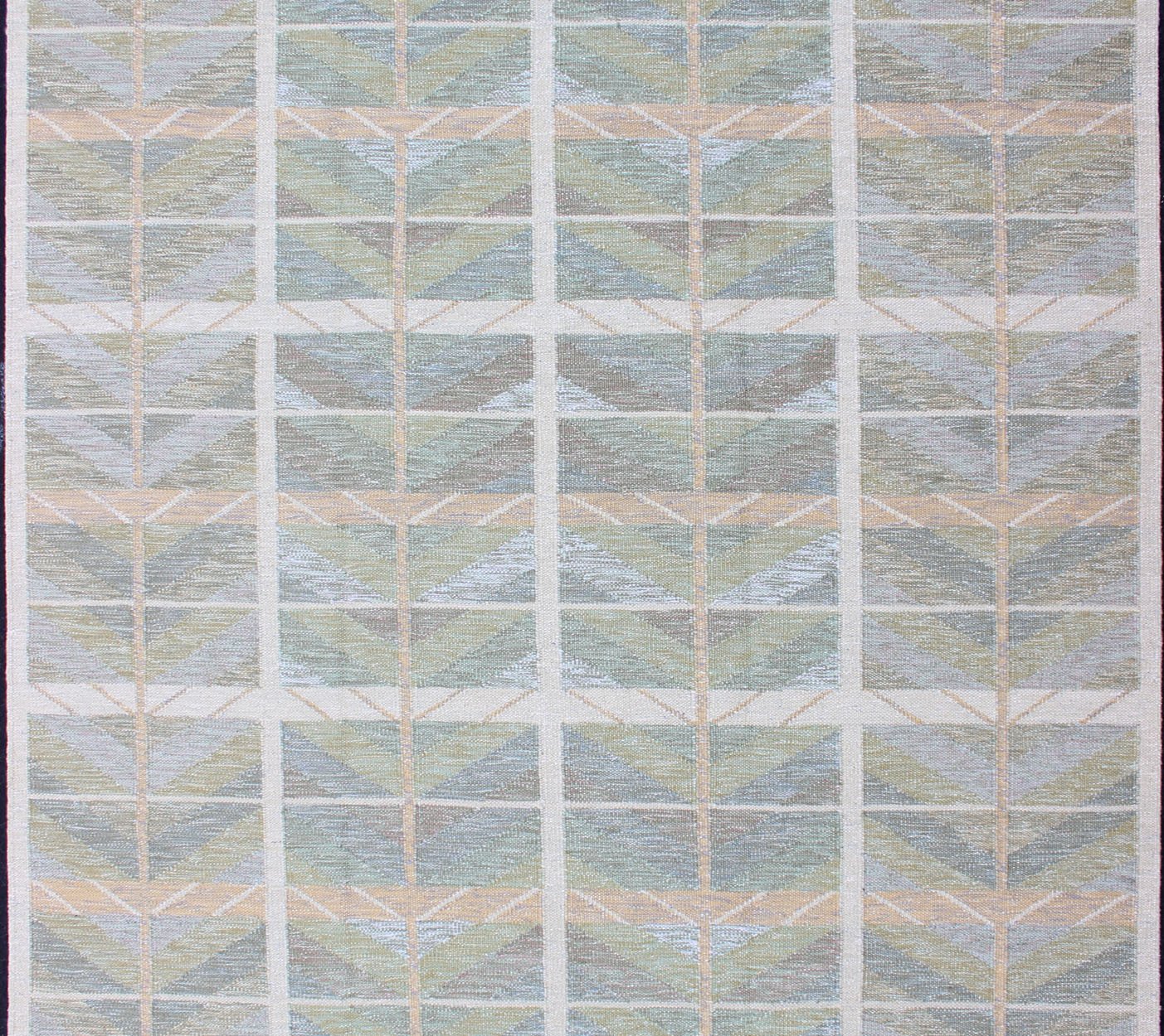Keivan Woven Arts Scandinavian Flat - Weave Design Rug with Green, Gray, and Peach. Keivan Woven Arts / rug RJK - 24598, country of origin / type: India / Scandinavian flat - weave. Measures: 9'1 x 12'0 This Scandinavian flat - weave is inspired by the ... - Keivan Woven ArtsRJK - 24598 - SHB - 006 - 11 - 13907