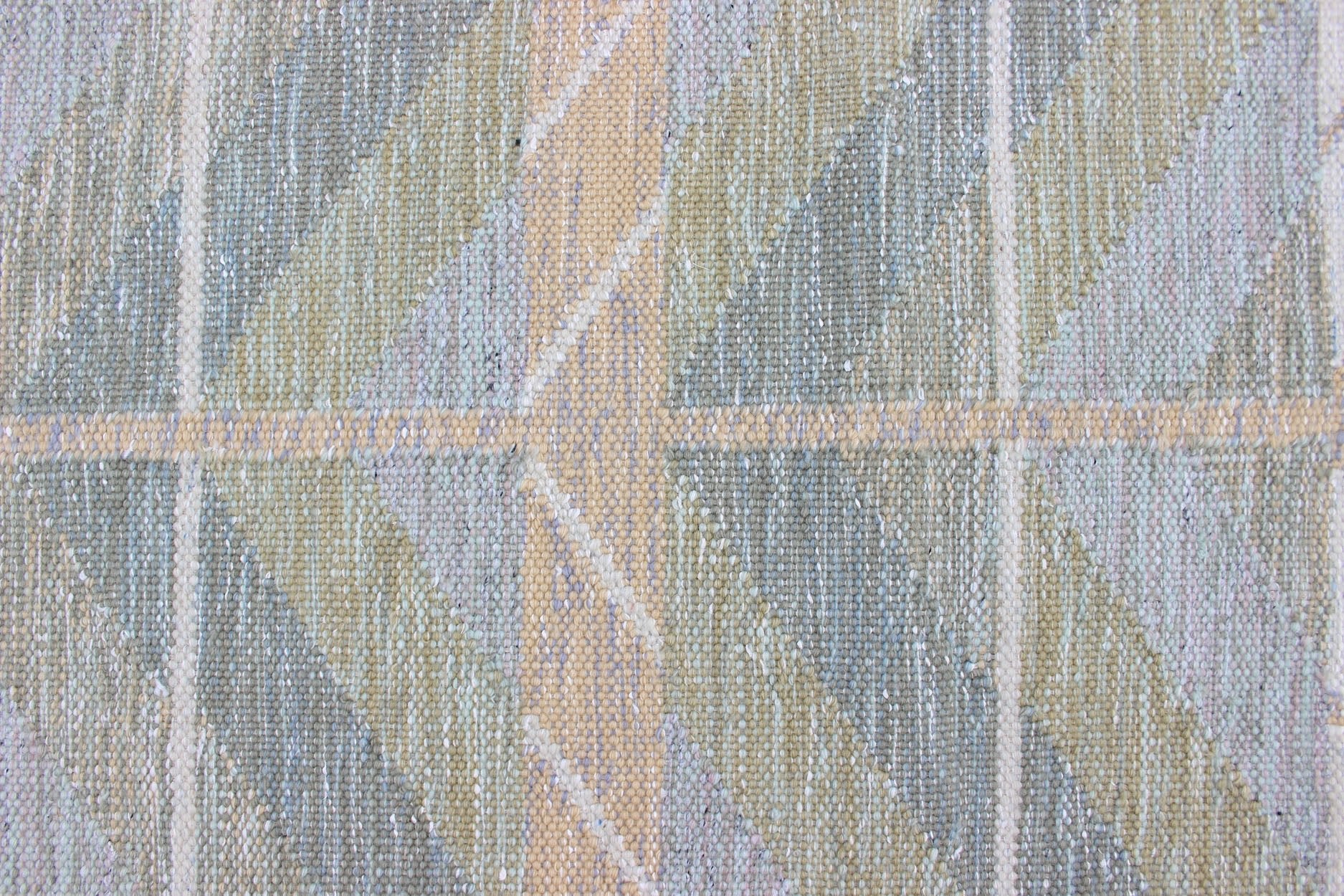 Keivan Woven Arts Scandinavian Flat - Weave Design Rug with Green, Gray, and Peach. Keivan Woven Arts / rug RJK - 24598, country of origin / type: India / Scandinavian flat - weave. Measures: 9'1 x 12'0 This Scandinavian flat - weave is inspired by the ... - Keivan Woven ArtsRJK - 24598 - SHB - 006 - 11 - 13907Rug