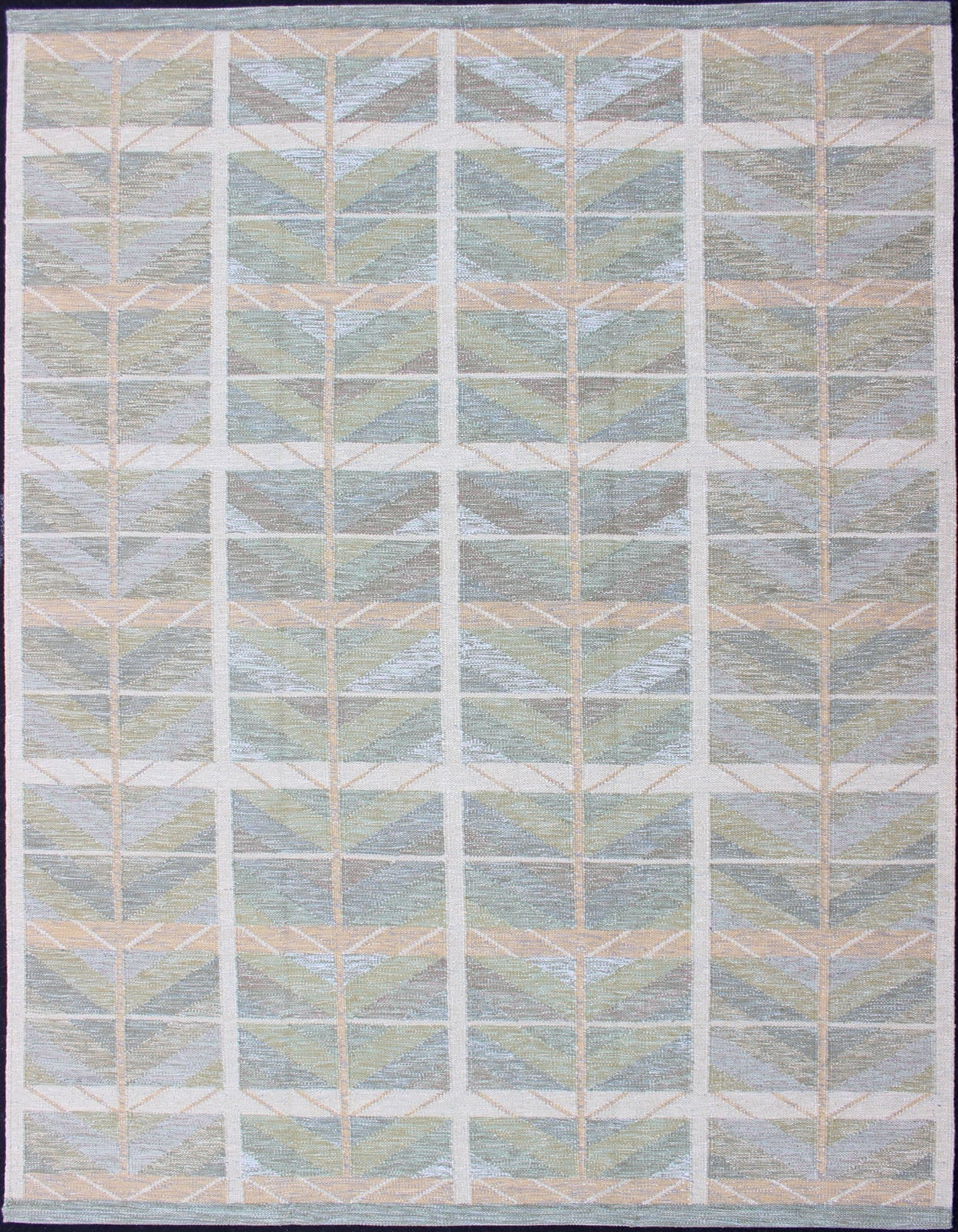 Keivan Woven Arts Scandinavian Flat - Weave Design Rug with Green, Gray, and Peach. Keivan Woven Arts / rug RJK - 24598, country of origin / type: India / Scandinavian flat - weave. Measures: 9'1 x 12'0 This Scandinavian flat - weave is inspired by the ... - Keivan Woven ArtsRJK - 24598 - SHB - 006 - 11 - 13907