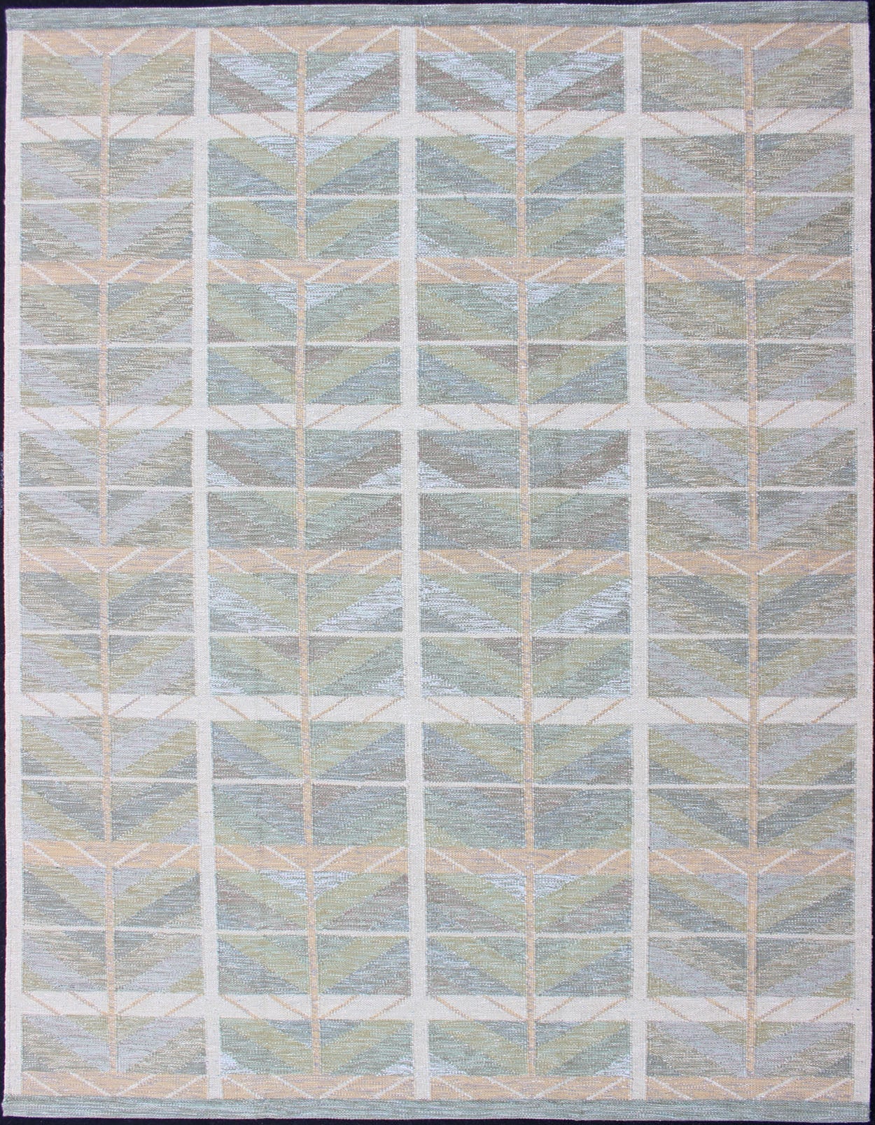 Keivan Woven Arts Scandinavian Flat - Weave Design Rug with Green, Gray, and Peach. Keivan Woven Arts / rug RJK - 24598, country of origin / type: India / Scandinavian flat - weave. Measures: 9'1 x 12'0 This Scandinavian flat - weave is inspired by the ... - Keivan Woven ArtsRJK - 24598 - SHB - 006 - 11 - 13907Rug