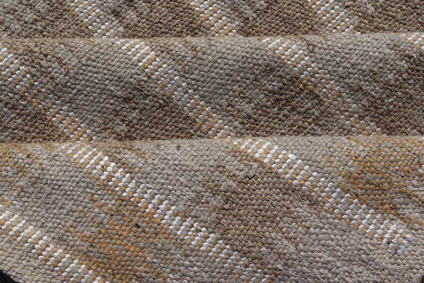 Modern Scandinavian/Swedish Flat Weave Geometric Design Rug in Earth Tones Modern Scandinavian/Swedish Flat Weave Geometric Design Rug in Taupe, warm gray, yellow, white and light brown Keivan Woven Arts rug, RJK - 24791 - SHB - 072 - ALOE, country of o... - Keivan Woven ArtsRJK - 24791 - SHB - 072 - ALOE - 21523Rug