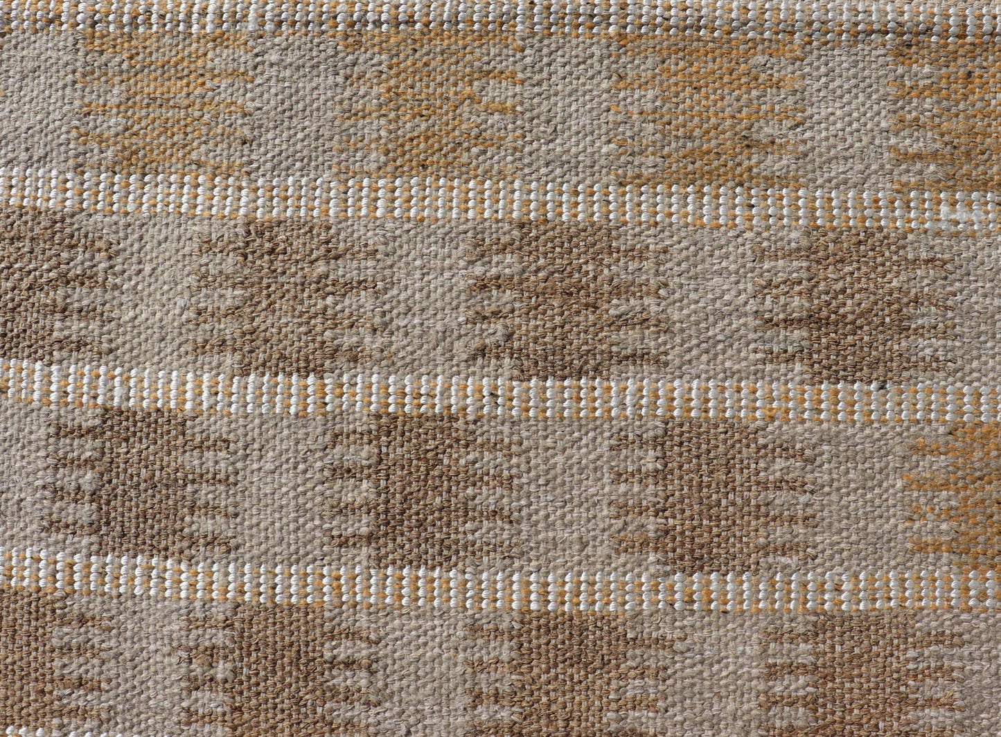 Modern Scandinavian/Swedish Flat Weave Geometric Design Rug in Earth Tones Modern Scandinavian/Swedish Flat Weave Geometric Design Rug in Taupe, warm gray, yellow, white and light brown Keivan Woven Arts rug, RJK - 24791 - SHB - 072 - ALOE, country of o... - Keivan Woven ArtsRJK - 24791 - SHB - 072 - ALOE - 21523Rug