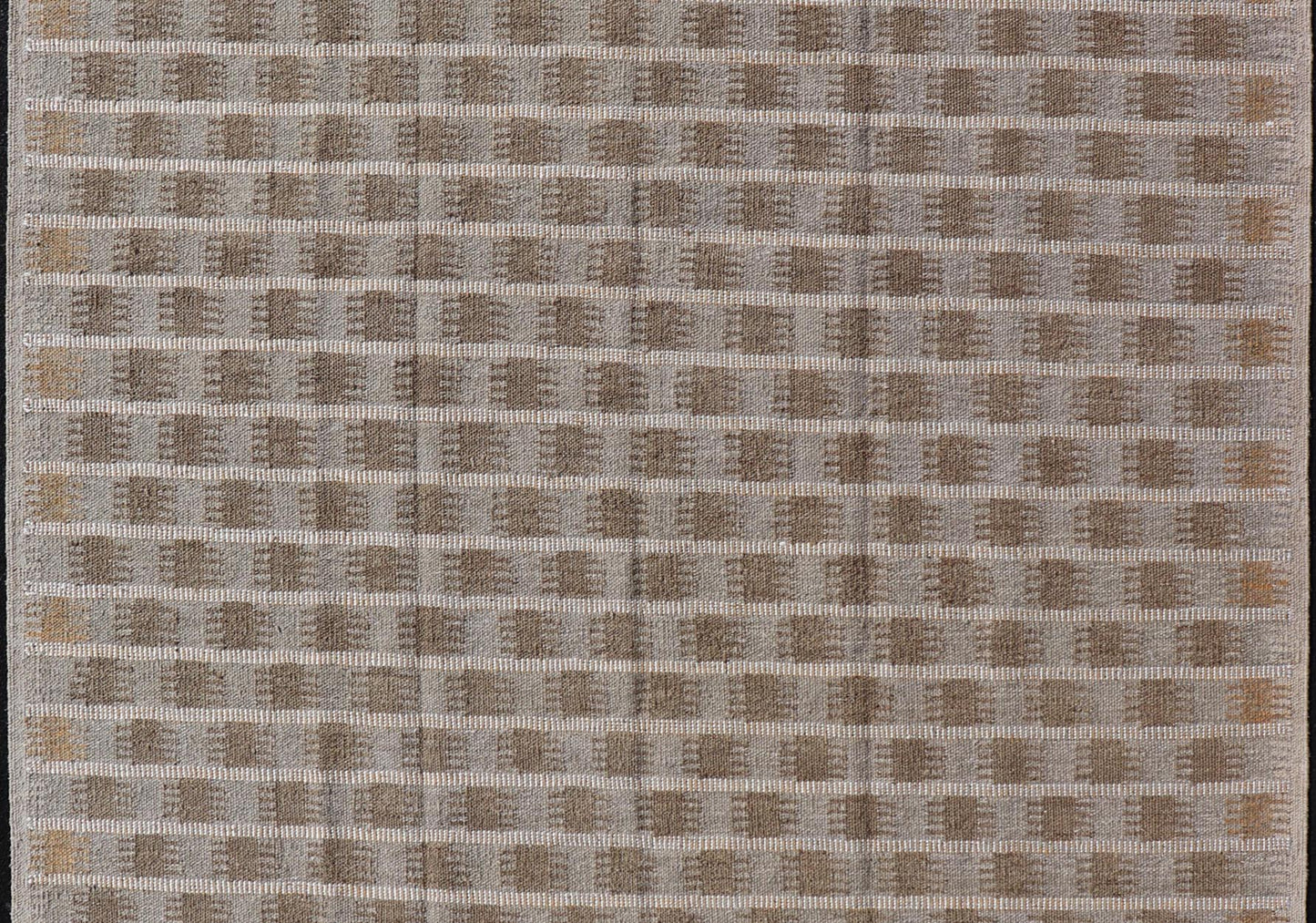 Modern Scandinavian/Swedish Flat Weave Geometric Design Rug in Earth Tones Modern Scandinavian/Swedish Flat Weave Geometric Design Rug in Taupe, warm gray, yellow, white and light brown Keivan Woven Arts rug, RJK - 24791 - SHB - 072 - ALOE, country of o... - Keivan Woven ArtsRJK - 24791 - SHB - 072 - ALOE - 21523Rug