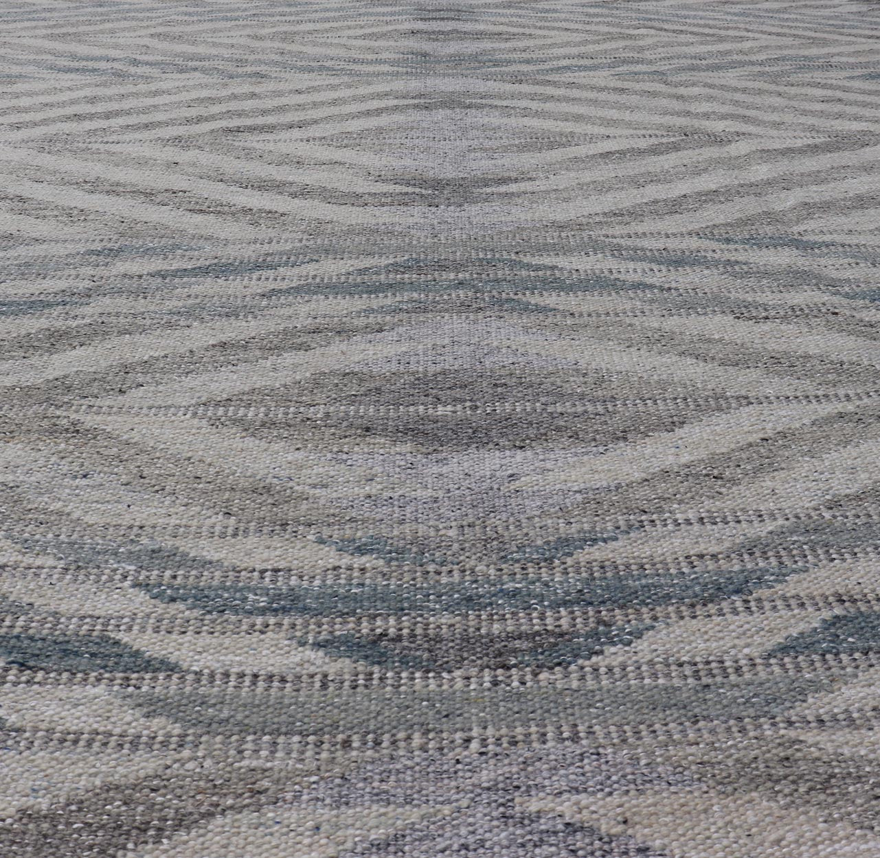 Modern Scandinavian Flat - Weave Reversible Rug With Large Diamond Design, Scandinavian rug, Swedish rug, Modern Scandinavian Flat - Weave Reversible Rug. Neutral colored Modern Scandinavian Flat - Weave Rug With Large Diamonds in silver, gray and blue. ... - Keivan Woven ArtsRJK - 24792 - SHB - 096 - 02 - 21529Rug