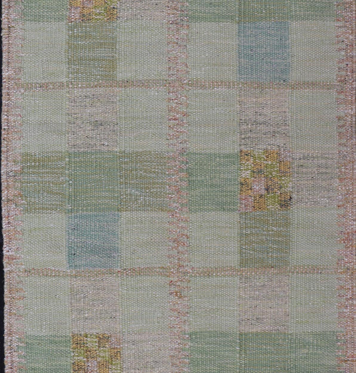 Modern Checkerboard Scandinavian Flat Weave Rug in Shades Of Green Colors. Keivan Woven Arts / rug RJK - 26296 - SHB - 137 - 02, country of origin / type: Scandinavia / Scandinavian Modern. Measures: 3'0 x 5'2 This modern Scandinavian design flat - weave ... - Keivan Woven ArtsRJK - 26296 - SHB - 137 - 02 - 24673Rug
