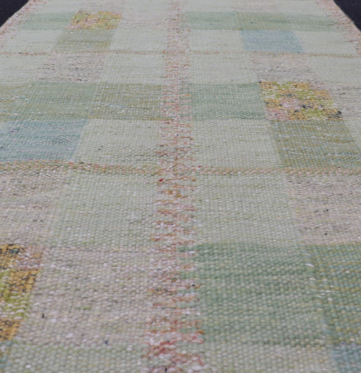 Modern Checkerboard Scandinavian Flat Weave Rug in Shades Of Green Colors. Keivan Woven Arts / rug RJK - 26296 - SHB - 137 - 02, country of origin / type: Scandinavia / Scandinavian Modern. Measures: 3'0 x 5'2 This modern Scandinavian design flat - weave ... - Keivan Woven ArtsRJK - 26296 - SHB - 137 - 02 - 24673Rug