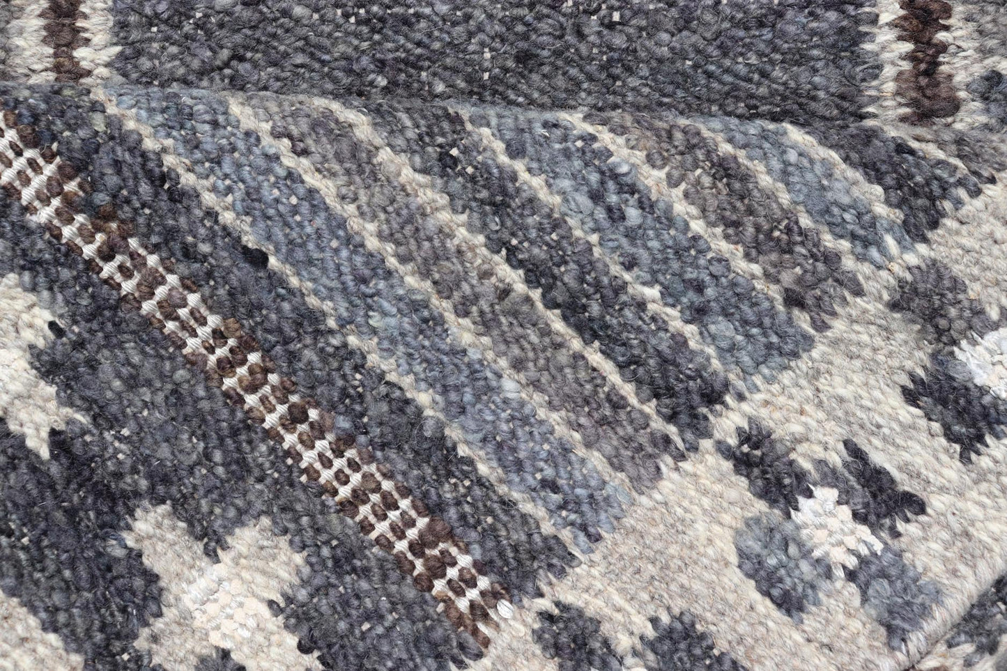 Modern Scandinavian/Swedish Design Rug in Blue, Charcoal, Gray and Cream. Keivan Woven Arts / rug RJK - 26358 - SHB - 004 - NU, country of origin / type: India / Scandinavian flatweave rug. Measures: 5'3 x 6'10 This Scandinavian flat weave rug is inspi... - Keivan Woven ArtsRJK - 26358 - SHB - 004 - NU - 24703