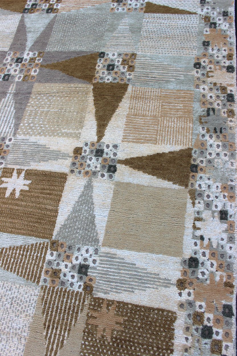 Keivan Woven Arts Piled Modern Scandinavian/Swedish Design Rug In Neutral Tones. Keivan Woven Arts / rug RJK - 29646, country of origin / type: India / Scandinavian piled rug. Measures: 9'0 x 12'0 This Scandinavian Pile rug is inspired by the wor... - Keivan Woven ArtsRJK - 29646 - A2121A - 13926