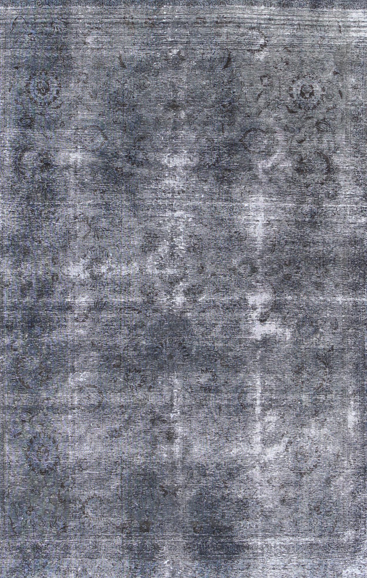 Large Vintage Persian Overdyed Tabriz Rug in Shades of Gray Large Vintage Persian Overdyed Tabriz Rug, rug RM - K4080, country of origin / type: Iran / Tabriz, circa Mid - 20th Century. Measures: 11' x 14'1. This midcentury, vintage P... - Keivan Woven ArtsRM - K4080 - 1177Rug