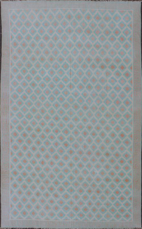 Large Vintage Decorative Indian Cotton Dhurrie, Collection of Thomas Britt. Keivan Woven Arts / rug ROD - 4110, country of origin / type: India / Dhurrie, circa 1970 Measures: 13'7 x 22'6. Woven during the mid - 20th century, this designer cotton dhu... - Keivan Woven ArtsROD - 4110 - 7585Rug