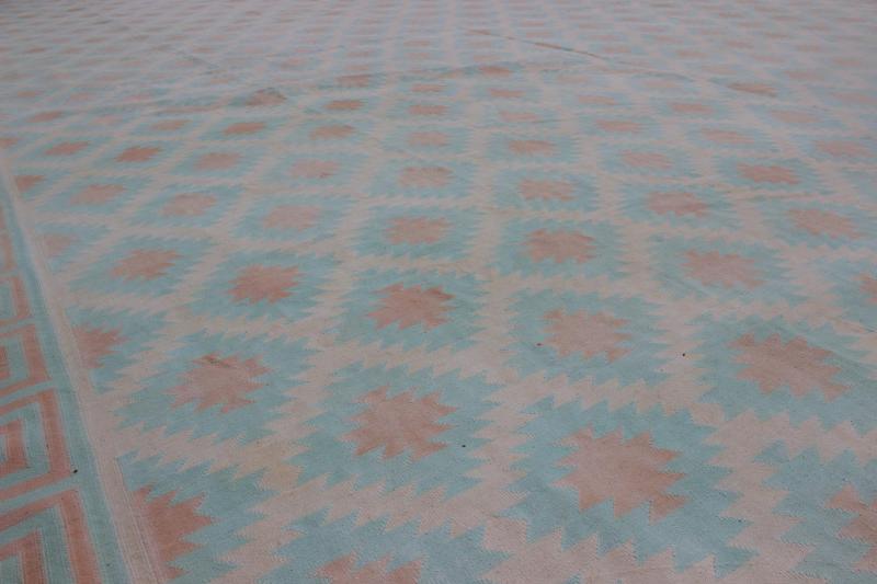 Large Vintage Decorative Indian Cotton Dhurrie, Collection of Thomas Britt. Keivan Woven Arts / rug ROD - 4110, country of origin / type: India / Dhurrie, circa 1970 Measures: 13'7 x 22'6. Woven during the mid - 20th century, this designer cotton dhu... - Keivan Woven ArtsROD - 4110 - 7585Rug