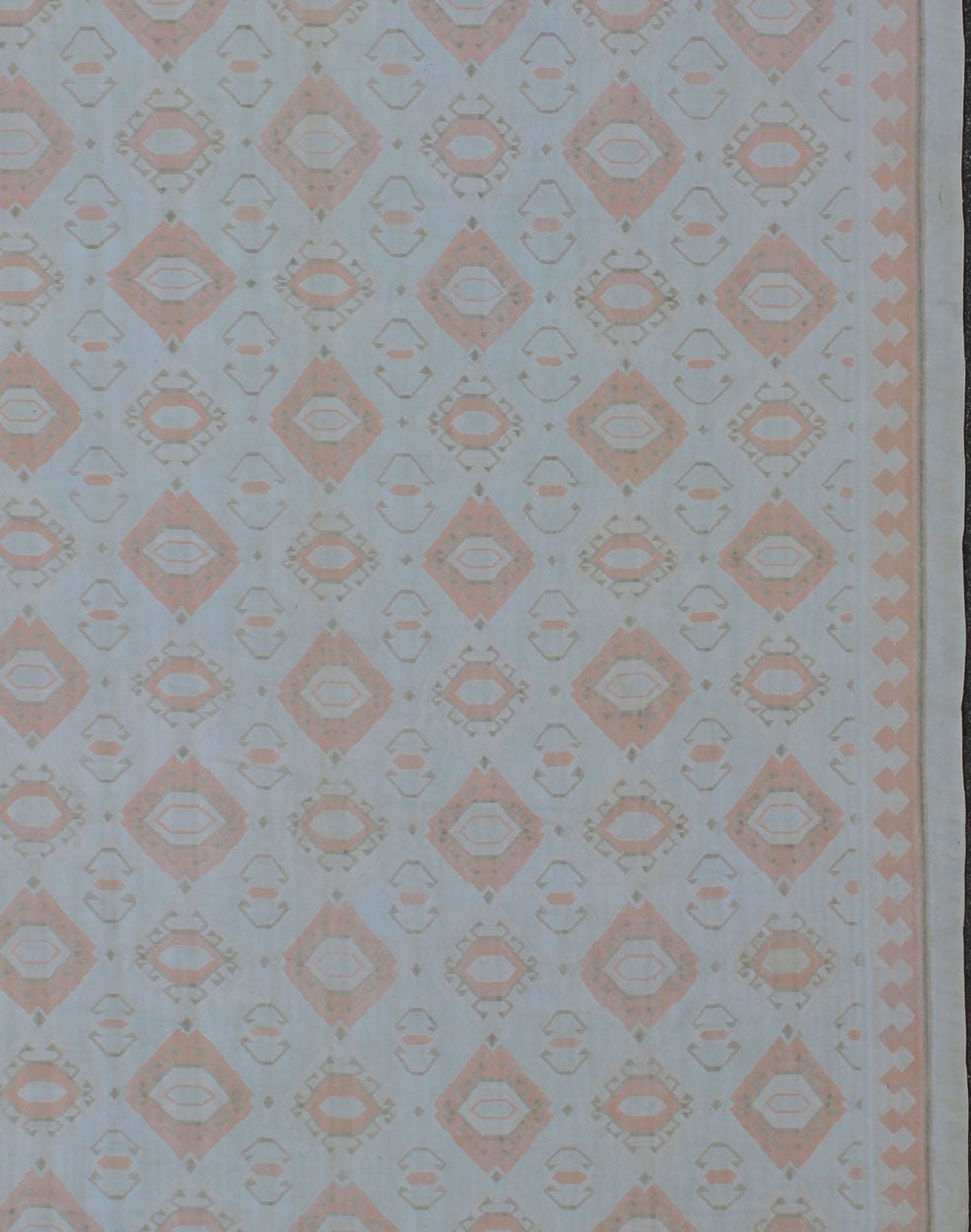 Large Vintage Cotton Dhurrie with Pastel Colors. Keivan Woven Arts / rug ROD - 4234, country of origin / type: India / Dhurrie, circa 1970 Woven during the mid - 20th Century, this designer flat - woven Indian cotton dhurrie is adorned with a diamond ... - Keivan Woven ArtsROD - 4234 - 7595Rug