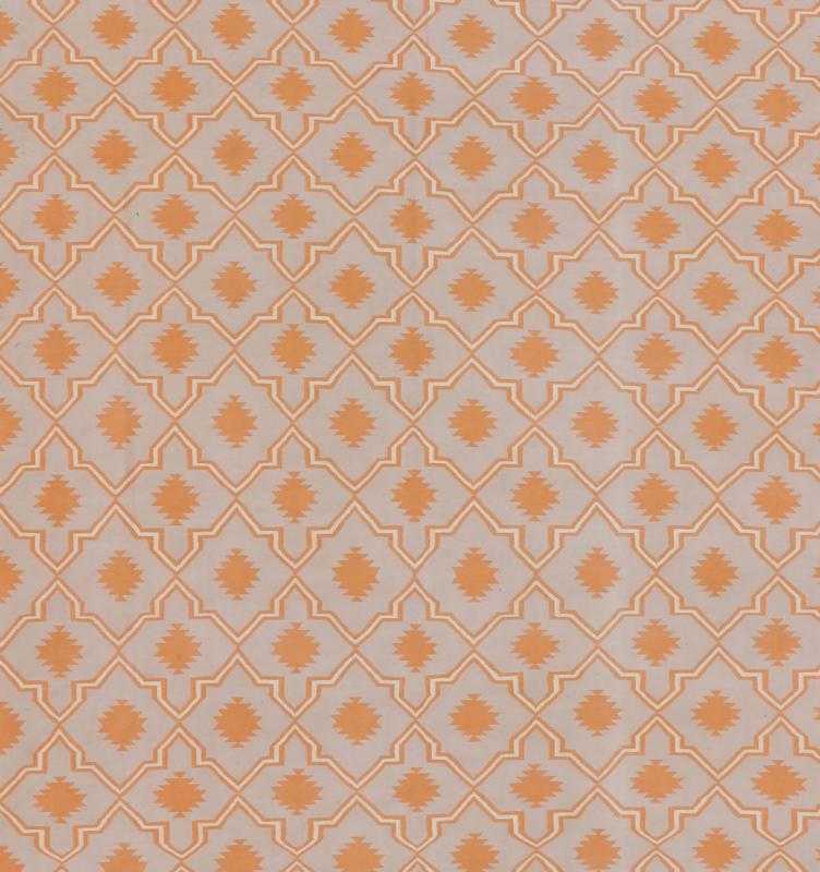Large Vintage Cotton Dhurrie Designer Rug In Shades of Orange and Mint Green. Keivan Woven Arts / rug ROD - 5254, country of origin / type: India / Dhurrie, circa 1960 Measures: 11'6 x 14'6. Woven during the mid - 20th century, this designer, flat - wo... - Keivan Woven ArtsROD - 5254 - 7621Rug