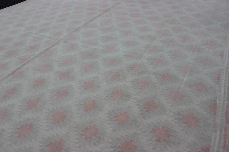 Oversize Vintage Cotton Dhurrie Rug with Soft Colors Acquired from the collection of renowned New York designer Thomas Britt, these decorative cotton dhurries were woven during the mid - 20th Century through the 1970s. These flat - woven Indian dhur... - Keivan Woven ArtsROD - 5255 - 7627Rug