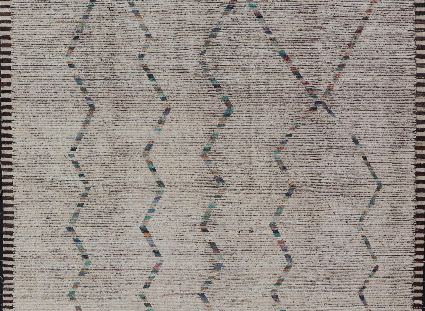 Modern distressed Moroccan Rug in Wool with in Off White & Accent Colors. Keivan Woven Arts; rug RSC - 83260, country of origin / type: Afghanistan / Modern Casual, circa Early - 21th Century. Measures: 9'0 x 12'0 This modern casual tribal design... - Keivan Woven ArtsRSC - 83260 - 21517Rug
