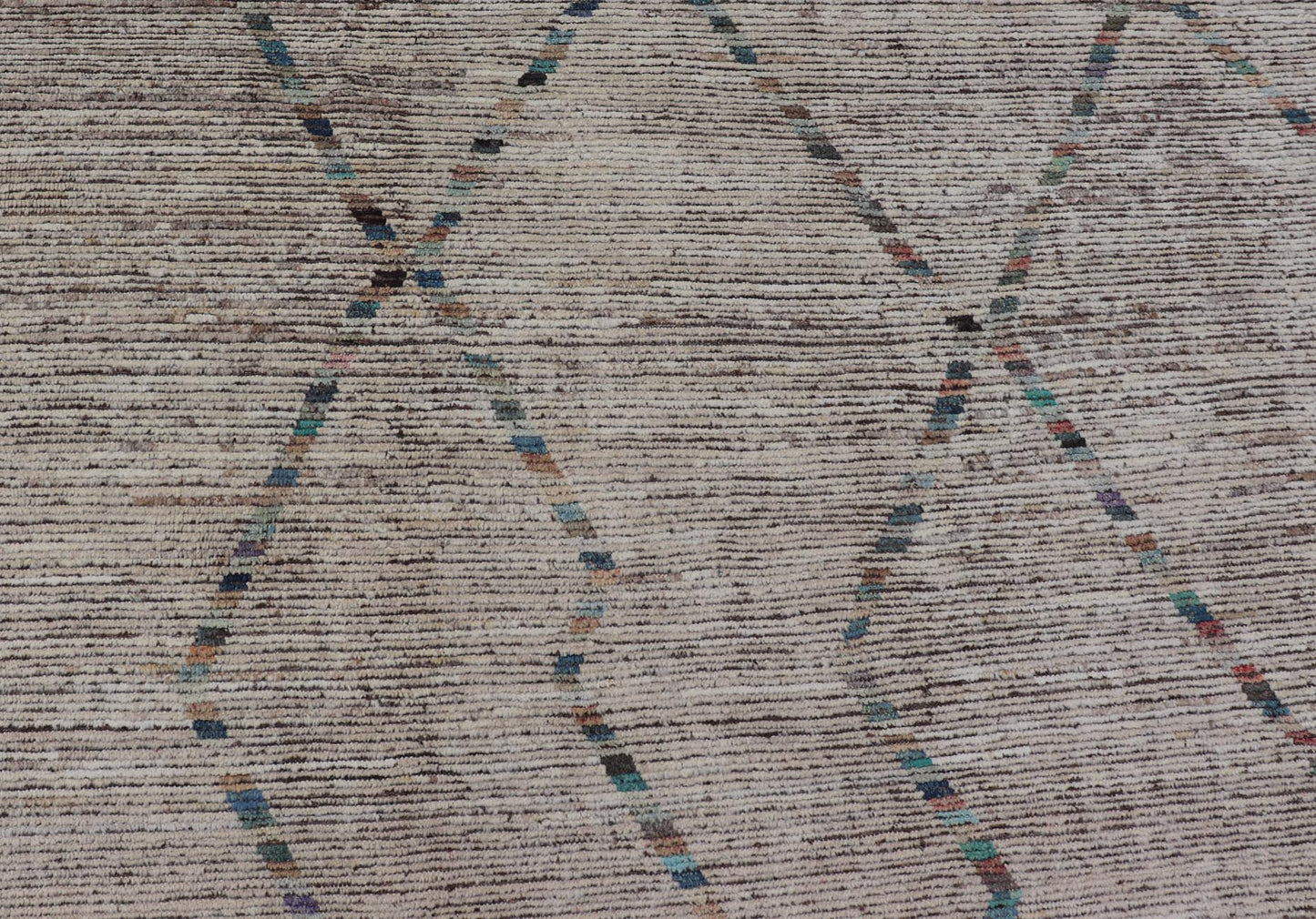 Modern distressed Moroccan Rug in Wool with in Off White & Accent Colors. Keivan Woven Arts; rug RSC - 83260, country of origin / type: Afghanistan / Modern Casual, circa Early - 21th Century. Measures: 9'0 x 12'0 This modern casual tribal design... - Keivan Woven ArtsRSC - 83260 - 21517Rug