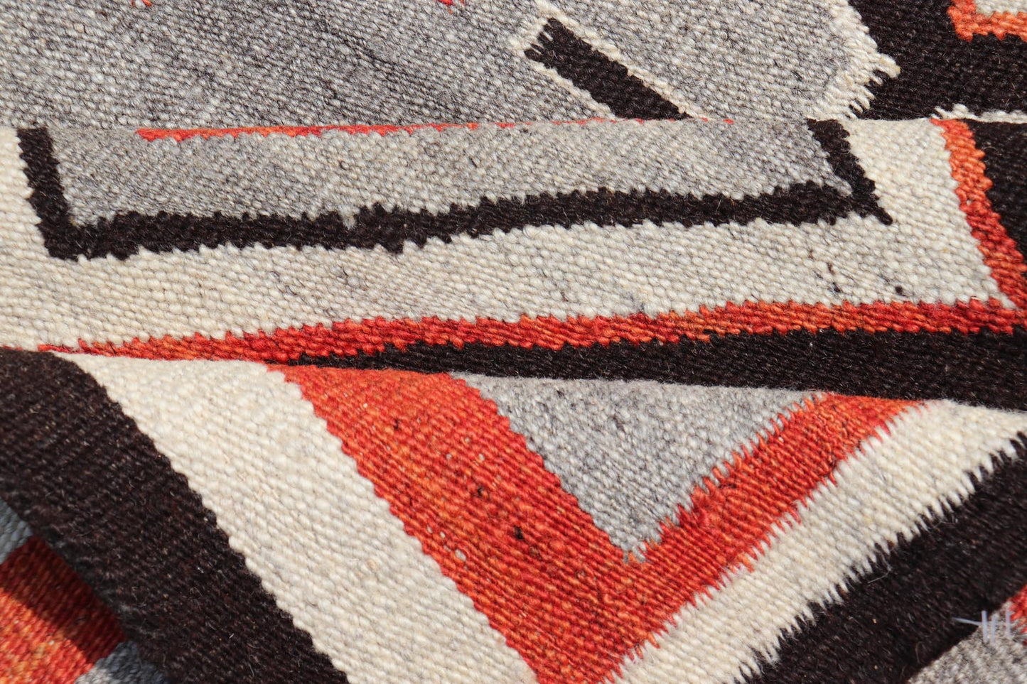 Navajo Modern Rug with Geometric Tribal Design in Gray, Red, Charcoal And Ivory. Keivan Woven Arts / rug RSC - 86503 - AR - 163, country of origin India, type: North America / Navajo, circa early 21st century. Measures: 3'1 x 4'11 This intriguing con... - Keivan Woven ArtsRSC - 86503 - AR - 163 - 25278Rug