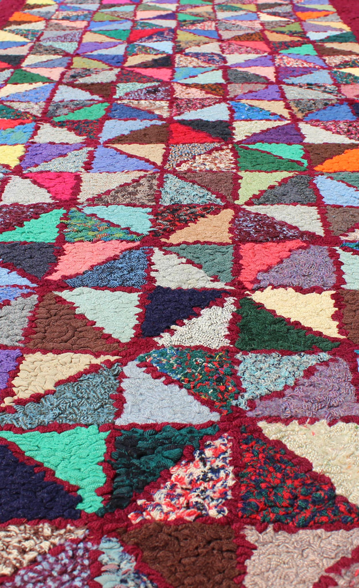 Bright and Multi Colors Vintage American Hooked Rug With Checkerboard Design. checkerboard vintage American hooked rug with geometric designs in Variety of bright colors, rug S12 - 0908, country of origin / type: United States / Hooked, circa 194... - Keivan Woven ArtsS12 - 0908 - 3662Rug