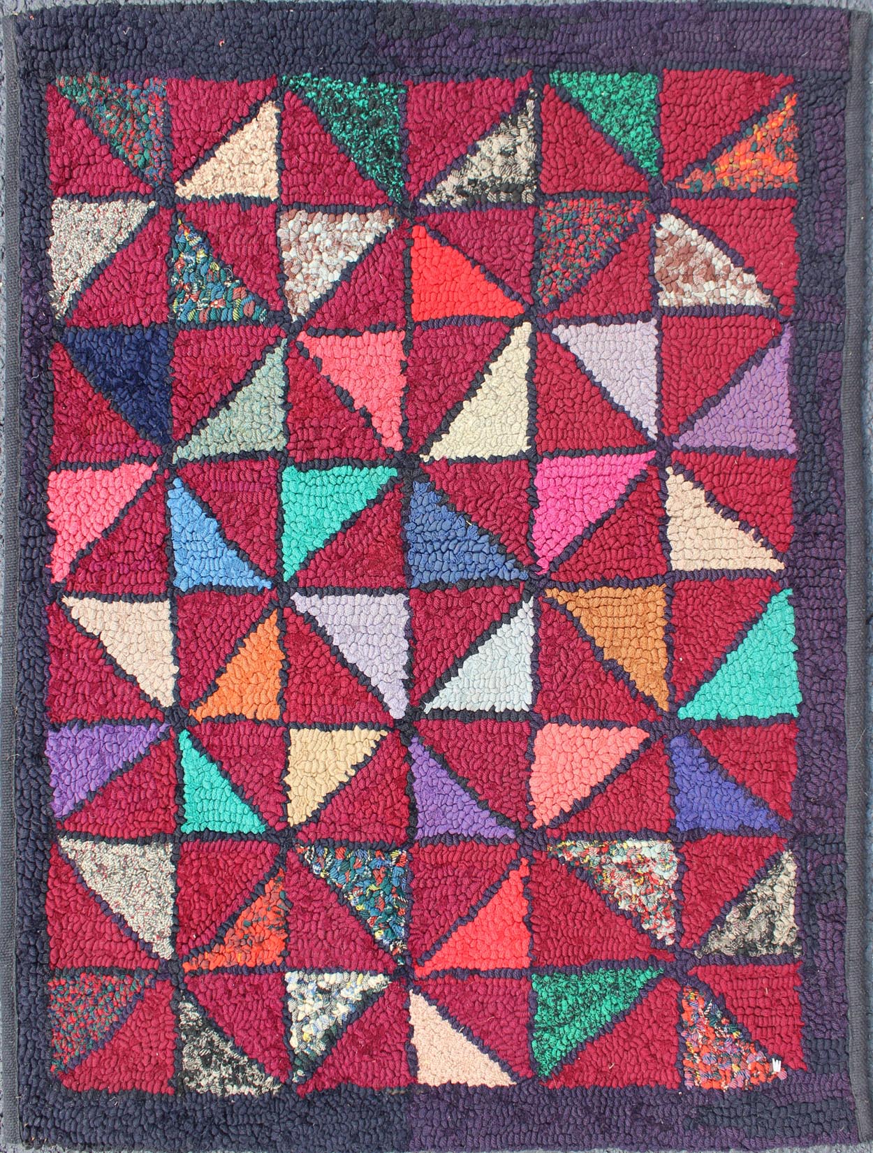 Checkerboard Vintage American Hooked Rug With Geometric Designs. checkerboard vintage American hooked rug with geometric designs, rug S12 - 0909, country of origin / type: United States / Hooked, circa 1940 Ingenious in style, color and compos... - Keivan Woven ArtsS12 - 0909 - 3666Rug