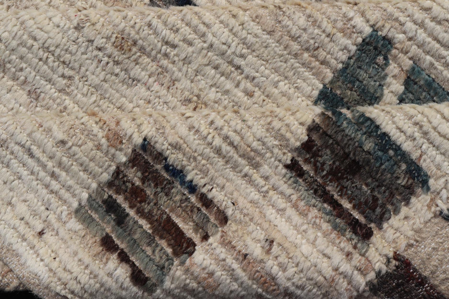 Modern rug with Minimalist Design & Moroccan Style in Neutral Off White. Design. Modern rug with Minimalist Design & Moroccan Style in Neutral Off White and various tones of Blue, Teal and gray in Geometric shapes. Keivan Woven Arts / rug SNK - 1... - Keivan Woven ArtsSNK - 1180 - 21493Rug