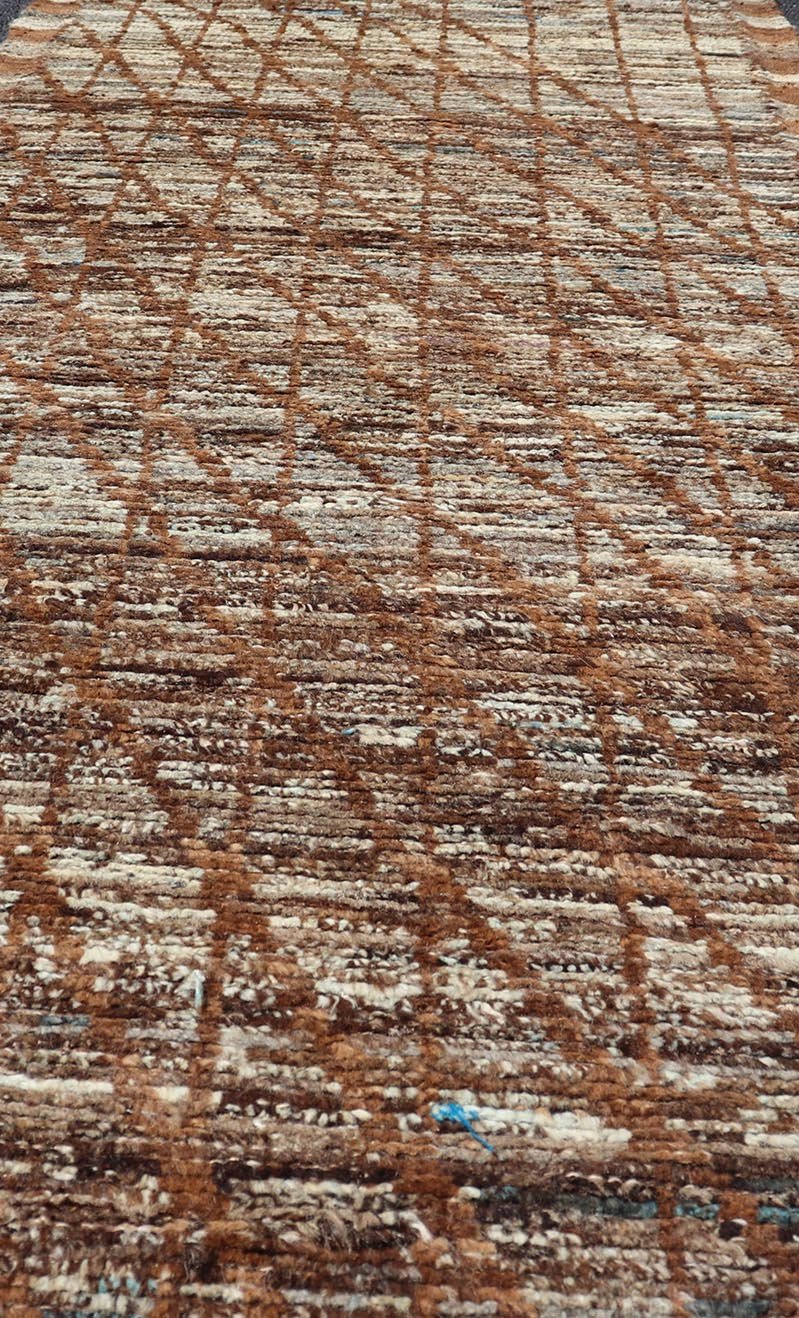 Keivan Woven Arts Moroccan Style Distressed Modern Runner. Keivan Woven Arts; rug SNK - 1704, country of origin / type: Afghanistan / Modern Casual, circa early - 21th century. Measures: 3'1 x 9'7 This modern casual tribal rug has been hand - knotted ... - Keivan Woven ArtsSNK - 1704 - 27664Rug