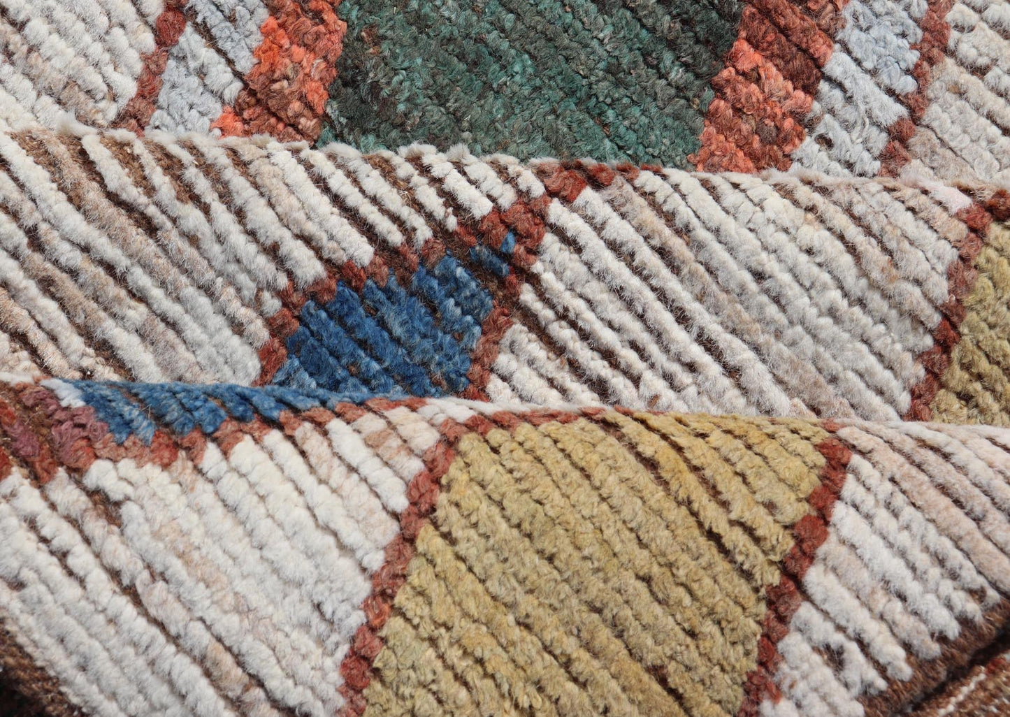 Colorful Abstract Modern Casual Rug in Green, Orange, Red, and Soft Yellow. Keivan Woven Arts; rug SNK - 1859 Country of Origin: Afghanistan Type: Modern Casual Design: All - Over, Abstract. Measures: 6'2 x 8'9 This large modern casual palace rug fe... - Keivan Woven ArtsSNK - 1859 - 23145Rug