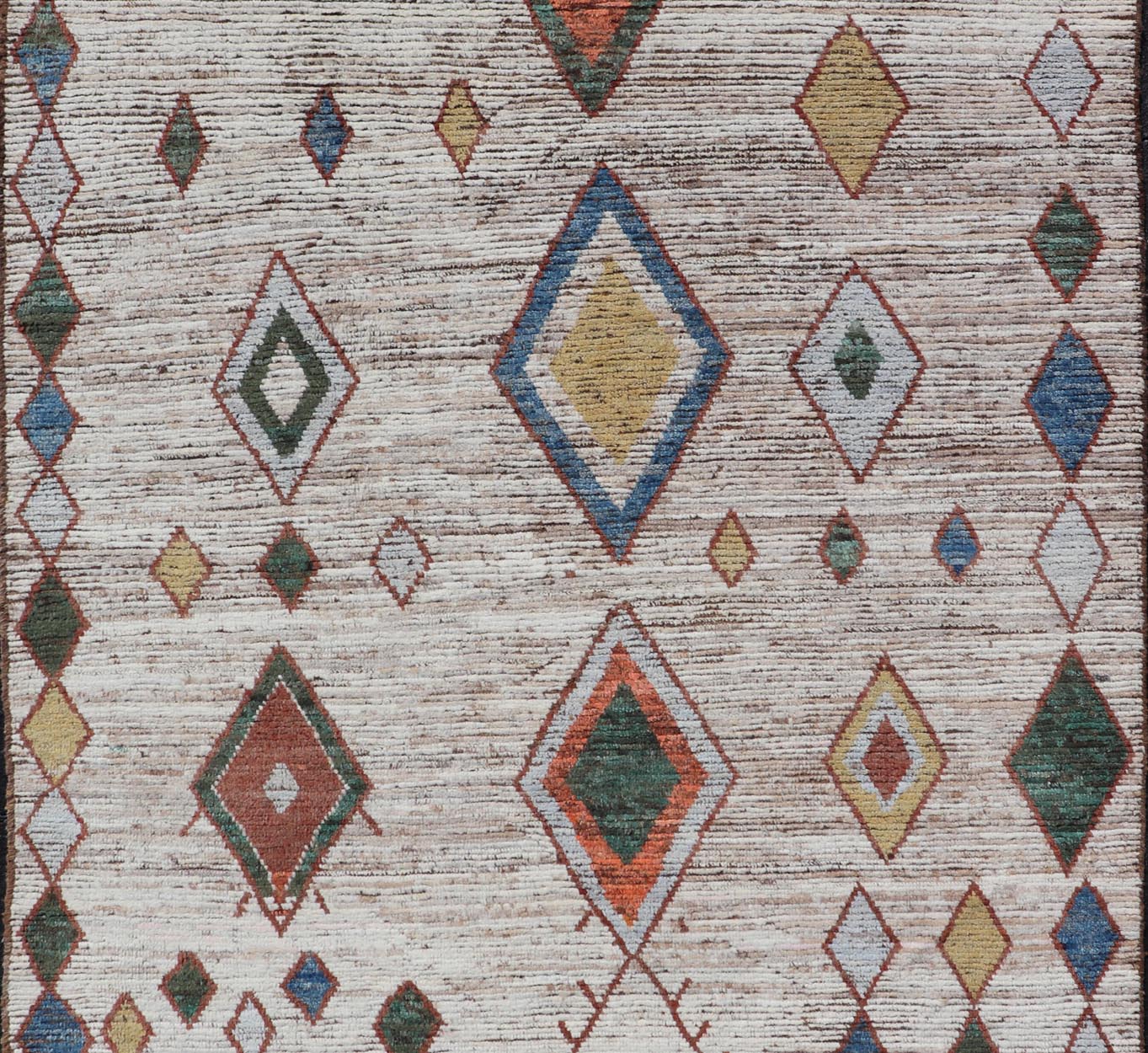 Colorful Abstract Modern Casual Rug in Green, Orange, Red, and Soft Yellow. Keivan Woven Arts; rug SNK - 1859 Country of Origin: Afghanistan Type: Modern Casual Design: All - Over, Abstract. Measures: 6'2 x 8'9 This large modern casual palace rug fe... - Keivan Woven ArtsSNK - 1859 - 23145Rug