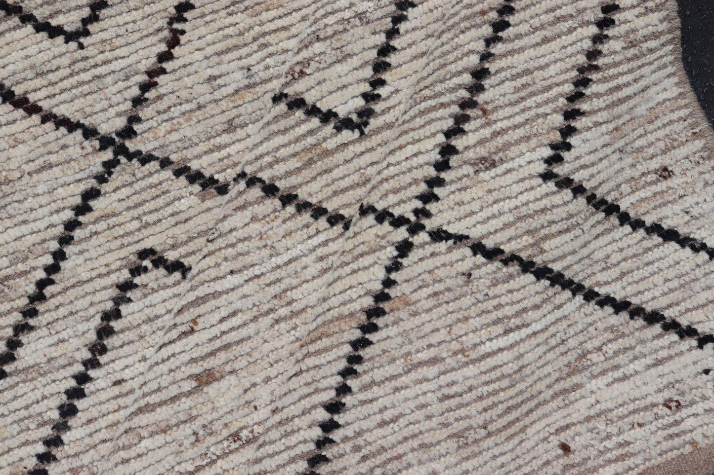 Large Modern Moroccan Rug With Tribal Diamond Design in Cream and Charcoal. Keivan Woven Arts / rug SNK - 2419, country of origin / type: Afghanistan / Modern Casual, circa Early - 21th Century. Measures: 13'6 x 15'10 This modern casual tribal rug h... - Keivan Woven ArtsSNK - 2419 - 24402Rugs