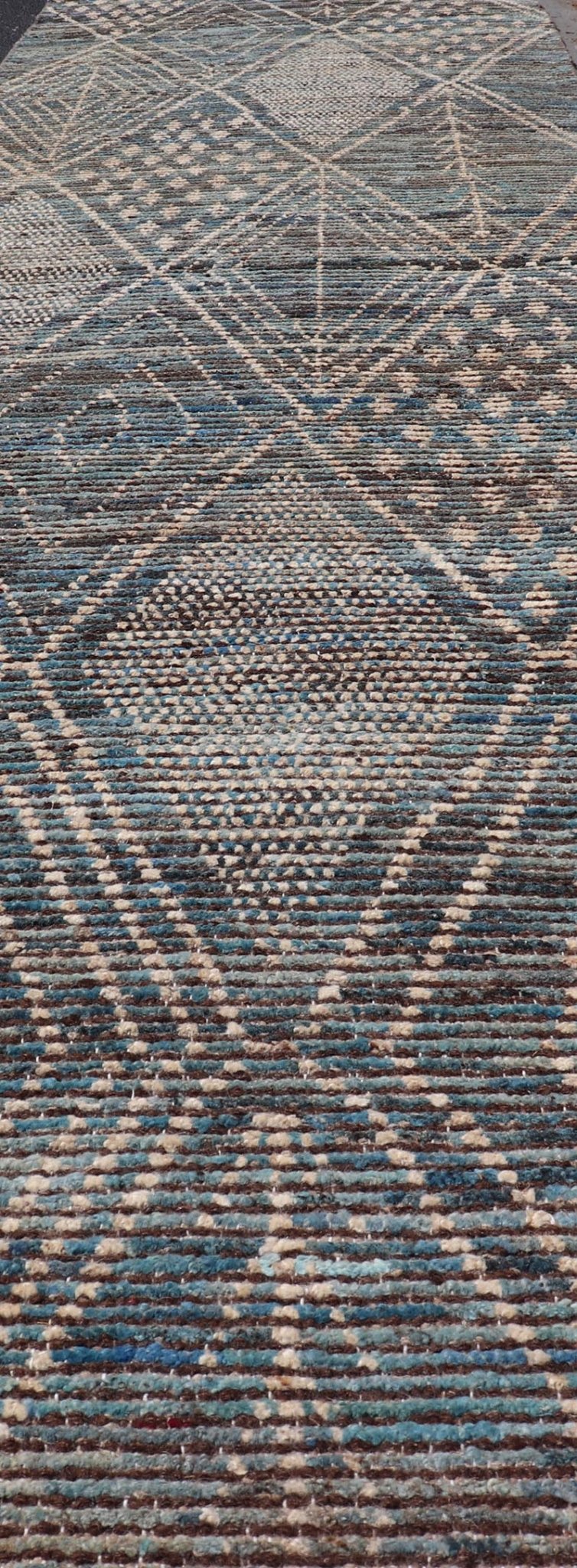 Keivan Woven Arts Modern long Runner in All - Over Tribal Design Keivan Woven Arts Modern Long distressed Moroccan Runner in All - Over Tribal Design Measures: 3'3 x 15'11 Keivan Woven Arts Modern Runner in All - Over Tribal Design. rug... - Keivan Woven ArtsSNK - 3809 - 27676Rug