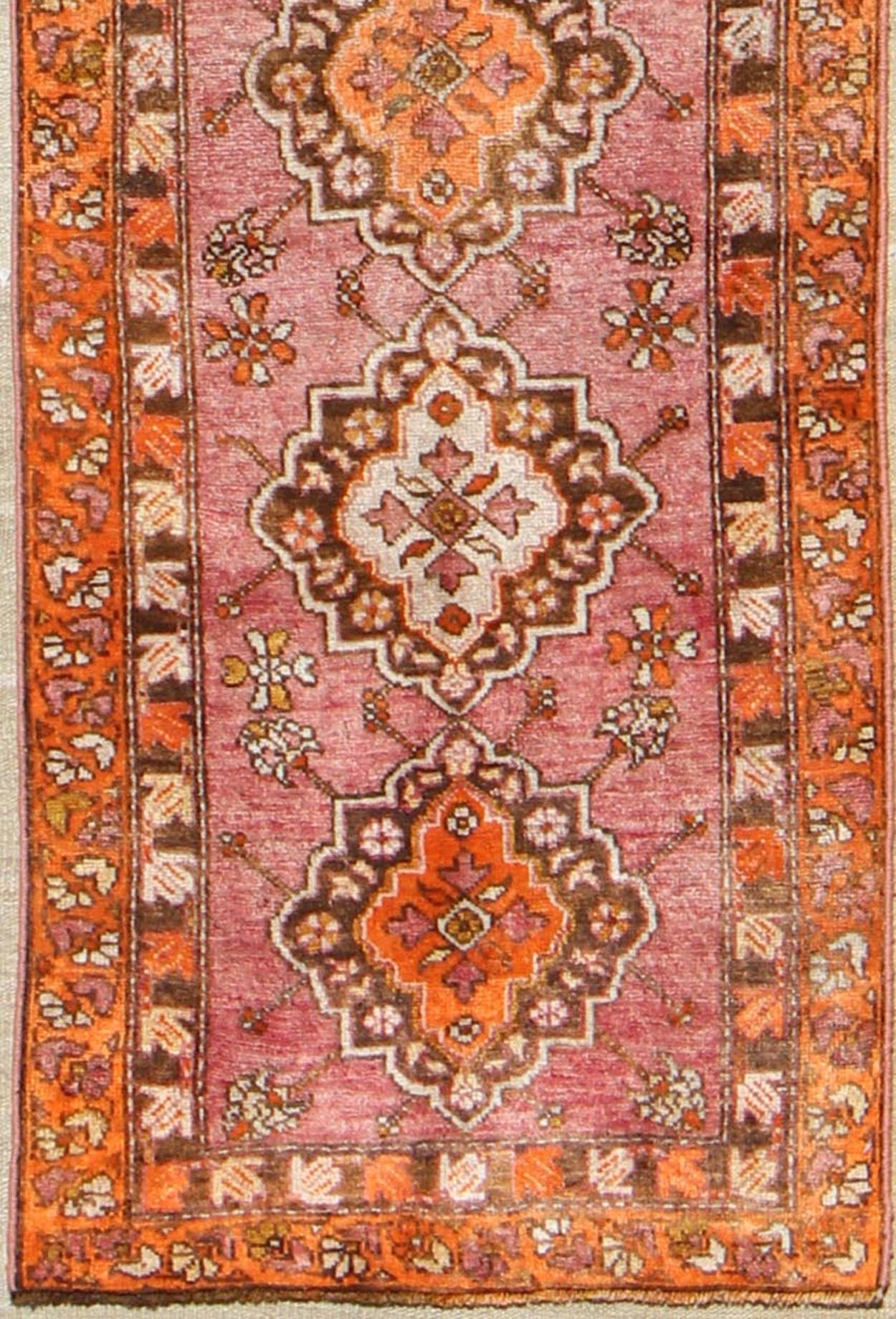 Antique Turkish Oushak Runner with Layered Floral Medallions and Ornate Borders, rug st - 242, country of origin / type: Turkey / Oushak, circa 1930 This beautiful antique Oushak runner from 1930s Turkey features a Classic Oushak design, which is ... - Keivan Woven ArtsST - 242 - 2315Rug