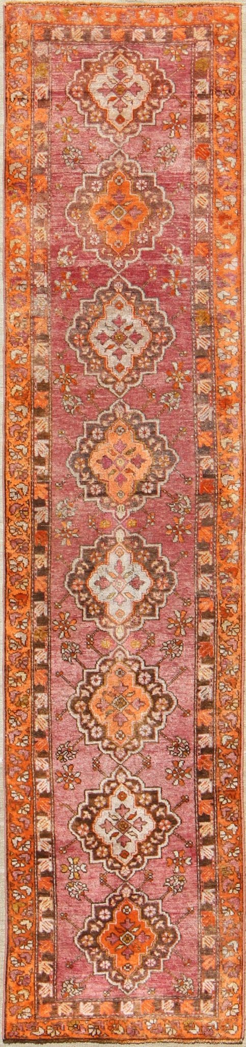 Antique Turkish Oushak Runner with Layered Floral Medallions and Ornate Borders, rug st - 242, country of origin / type: Turkey / Oushak, circa 1930 This beautiful antique Oushak runner from 1930s Turkey features a Classic Oushak design, which is ... - Keivan Woven ArtsST - 242 - 2315Rug