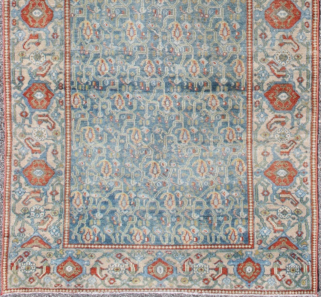 Wide Persian Malayer Runner with All - Over Floral Pattern in Persian Blue Color kwarugs This Persian Malayer runner from early 20th century Iran features an all - over floral pattern set on a blue background, which is surrounded by a wide flora... - Keivan Woven ArtsSUS - 151 - 8353Rug