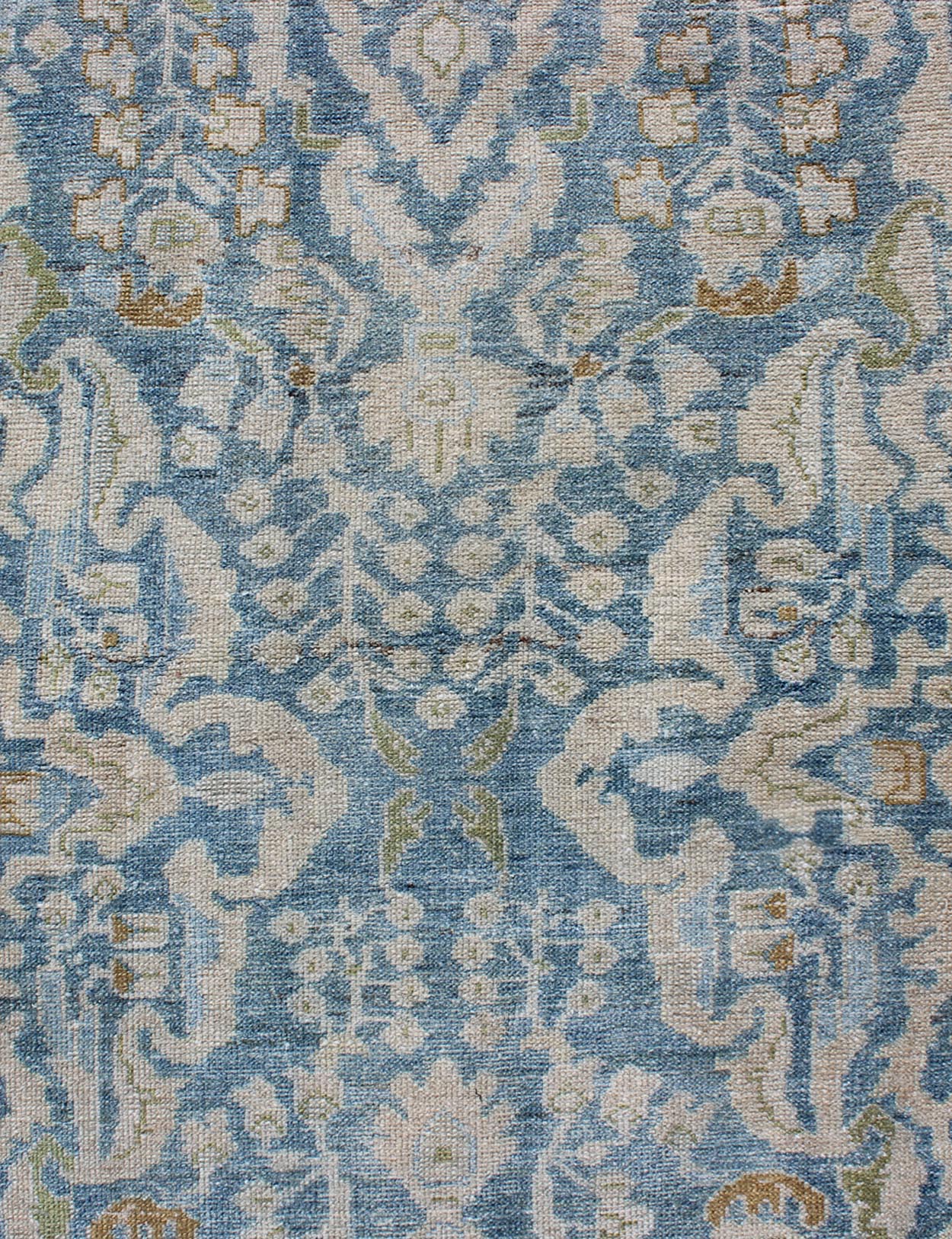 Antique Persian Malayer runner with all - over design in blue and hints of olive. Keivan Woven Arts / rug sus - 1803 - 124, country of origin / type: Iran / Malayer, circa 1910. This antique Persian Malayer runner was handwoven in the early 20th centu... - Keivan Woven ArtsSUS - 1803 - 124 - 9619Rug
