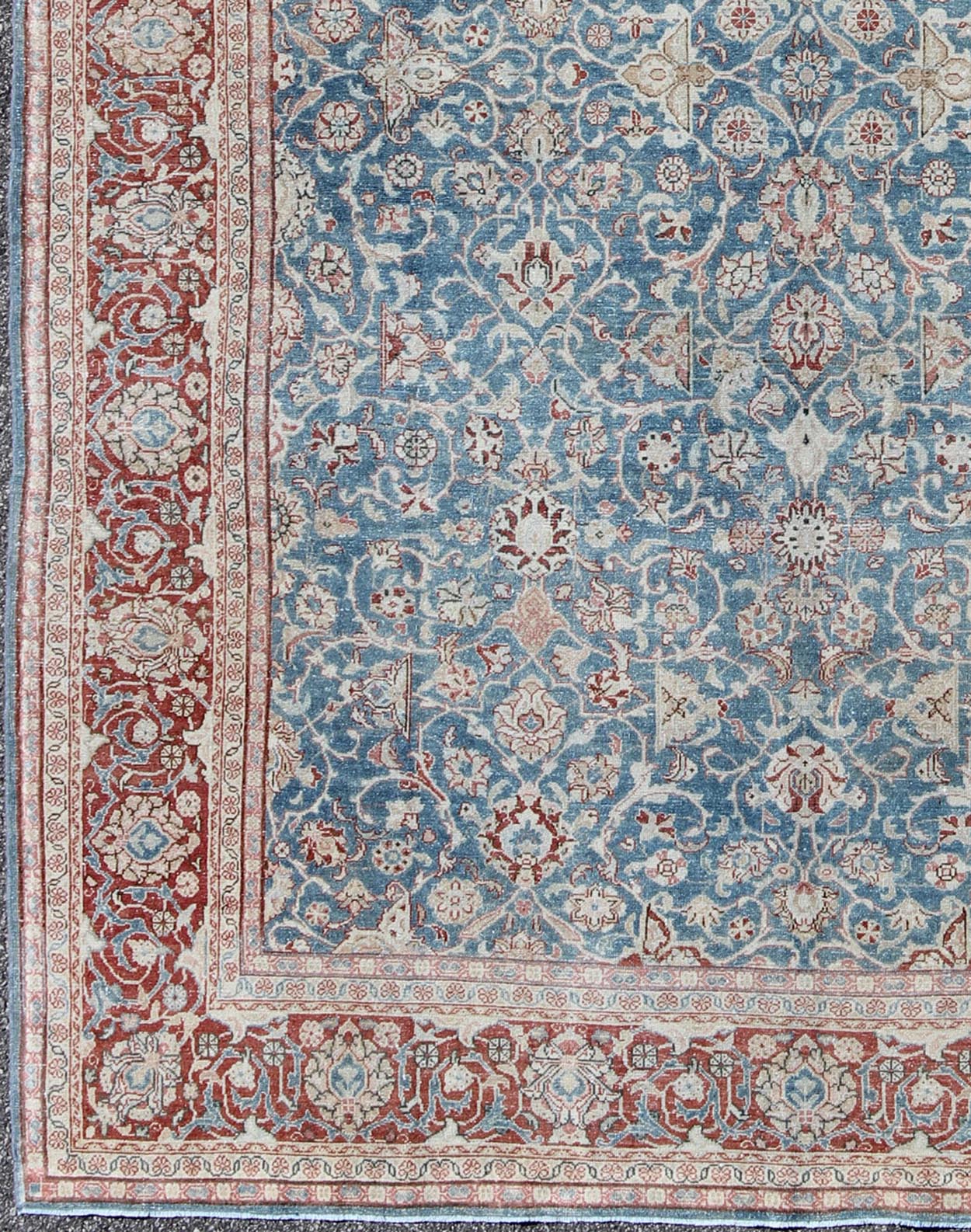 Blue and gray antique Persian Malayer rug with all - over design and ornate borders, rug sus - 1803 - 93, country of origin / type: Iran / Malayer, circa 1910 This antique Persian Malayer rug was handwoven in the early 20th century (circa 1910) and be... - Keivan Woven ArtsSUS - 1803 - 93 - 9615Rug