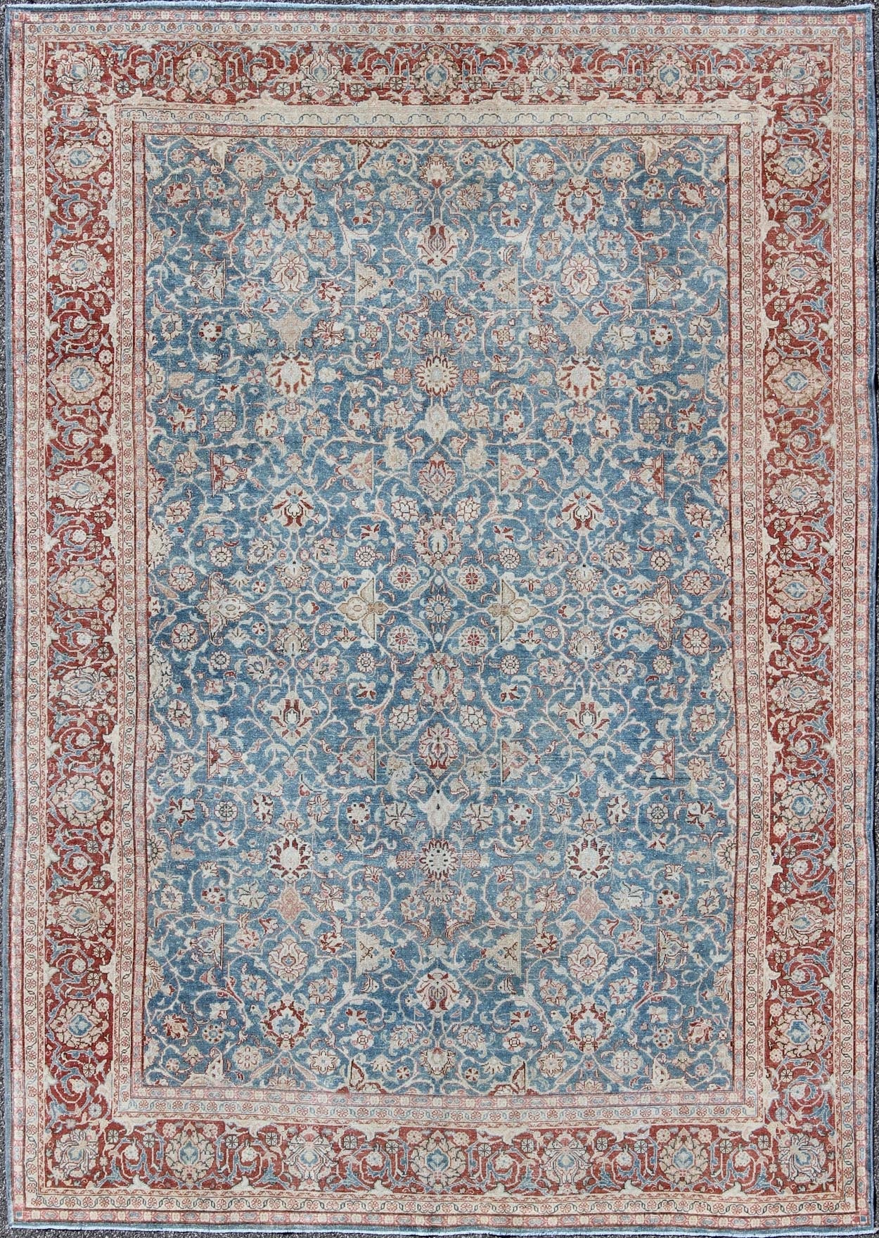 Blue and gray antique Persian Malayer rug with all - over design and ornate borders, rug sus - 1803 - 93, country of origin / type: Iran / Malayer, circa 1910 This antique Persian Malayer rug was handwoven in the early 20th century (circa 1910) and be... - Keivan Woven ArtsSUS - 1803 - 93 - 9615Rug