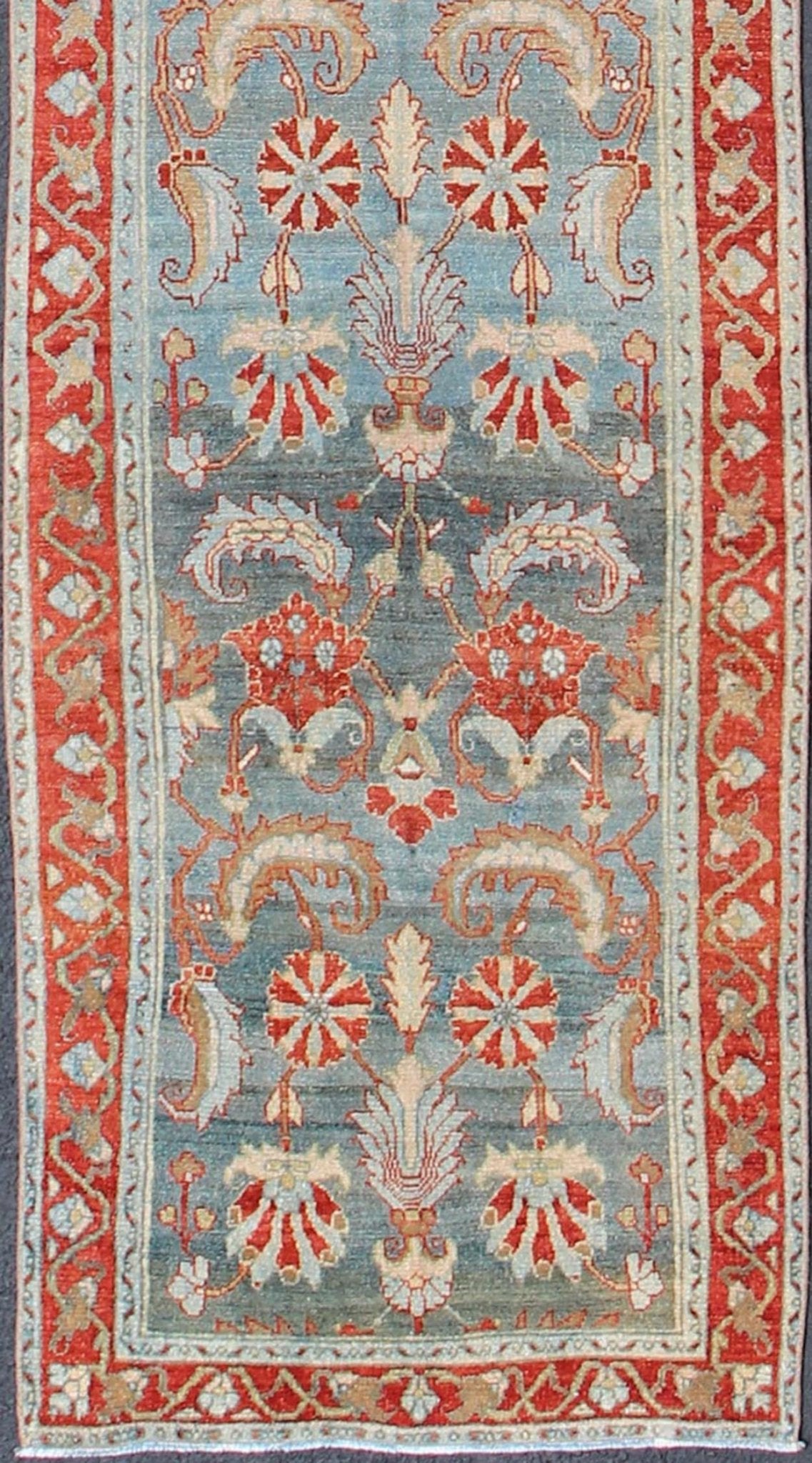 Hamedan Persian antique runner with blue and red geometric motifs, rug sus - 1807 - 227, country of origin / type: Iran / Hamedan, circa 1920 This antique Persian Hamedan gallery rug (circa early 20th century) features a unique blend of colors and a... - Keivan Woven ArtsSUS - 1807 - 227 - 10124Rug