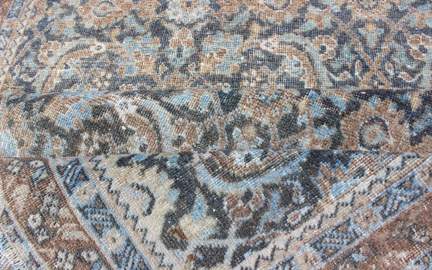 Shades of blue and taupe elegant and ornate Persian Tabriz vintage runner, rug sus - 1807 - 258, country of origin / type: Iran / Tabriz, circa 1930. This vintage Persian runner with a sophisticated, all - over design features a natural color combinat... - Keivan Woven ArtsSUS - 1807 - 258 - 10136Rug
