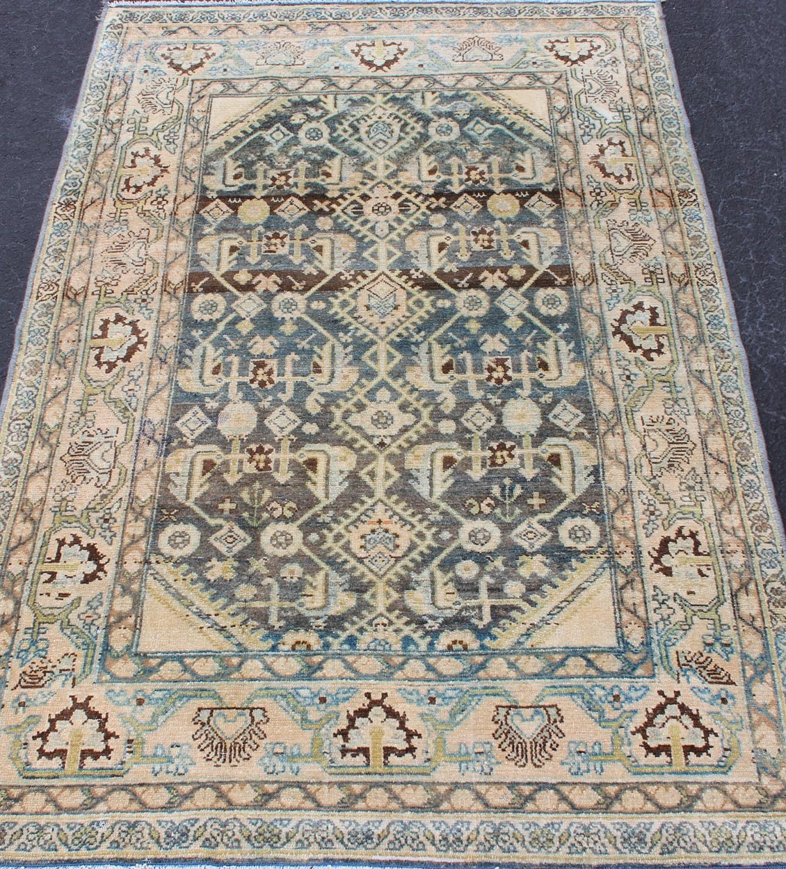 Persian Malayer Rug with All - Over Design in Blue, Cream, Pink Tones Antique Persian rug with blue field and cream cornices, Keivan Woven Arts / rug SUS - 1908 - 3, country of origin / type: Iran / Malayer, circa 1910. This traditional Persian... - Keivan Woven ArtsSUS - 1908 - 3 - 11617Rug