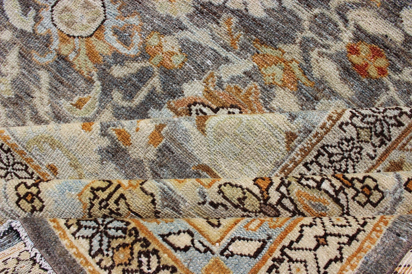 Large All - Over Gray and Orange Persian Malayer Rug with All - Over Floral Design Grey tones antique Malayer rug from Persia with floral design, rug SUS - 2002 - 715, country of origin / type: Iran / Malayer, circa 1920. This beautiful antique ... - Keivan Woven ArtsSUS - 2002 - 715 - 12705Rug