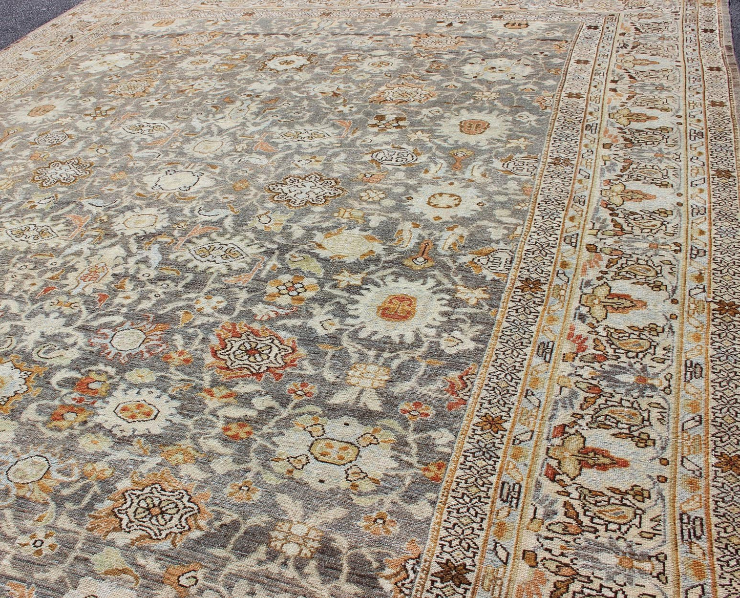 Large All - Over Gray and Orange Persian Malayer Rug with All - Over Floral Design Grey tones antique Malayer rug from Persia with floral design, rug SUS - 2002 - 715, country of origin / type: Iran / Malayer, circa 1920. This beautiful antique ... - Keivan Woven ArtsSUS - 2002 - 715 - 12705Rug
