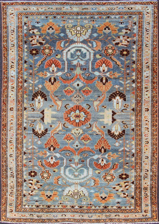 Antique Persian Malayer Rug with A Blue Field and Stylized Floral Design Antique Persian Malayer rug with blue field and stylized floral design, rug SUS - 2007 - 218, country of origin / type: Iran / Malayer, circa 1930 This antique Persian M... - Keivan Woven ArtsSUS - 2007 - 218 - 13040Rug